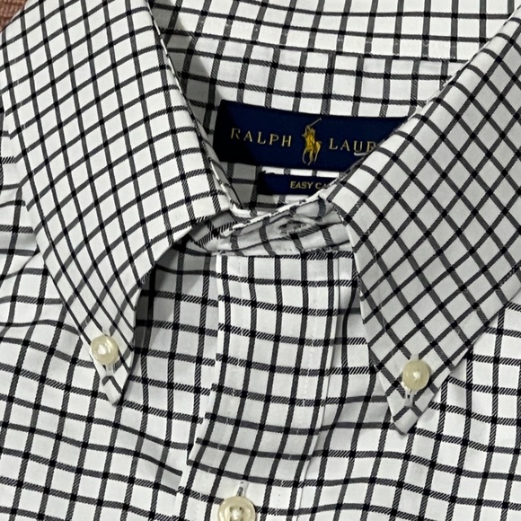 Ralph Lauren Blue Shirt Checkered Long Sleeve Button Down Easy Care Shirt - Picture 4 of 6